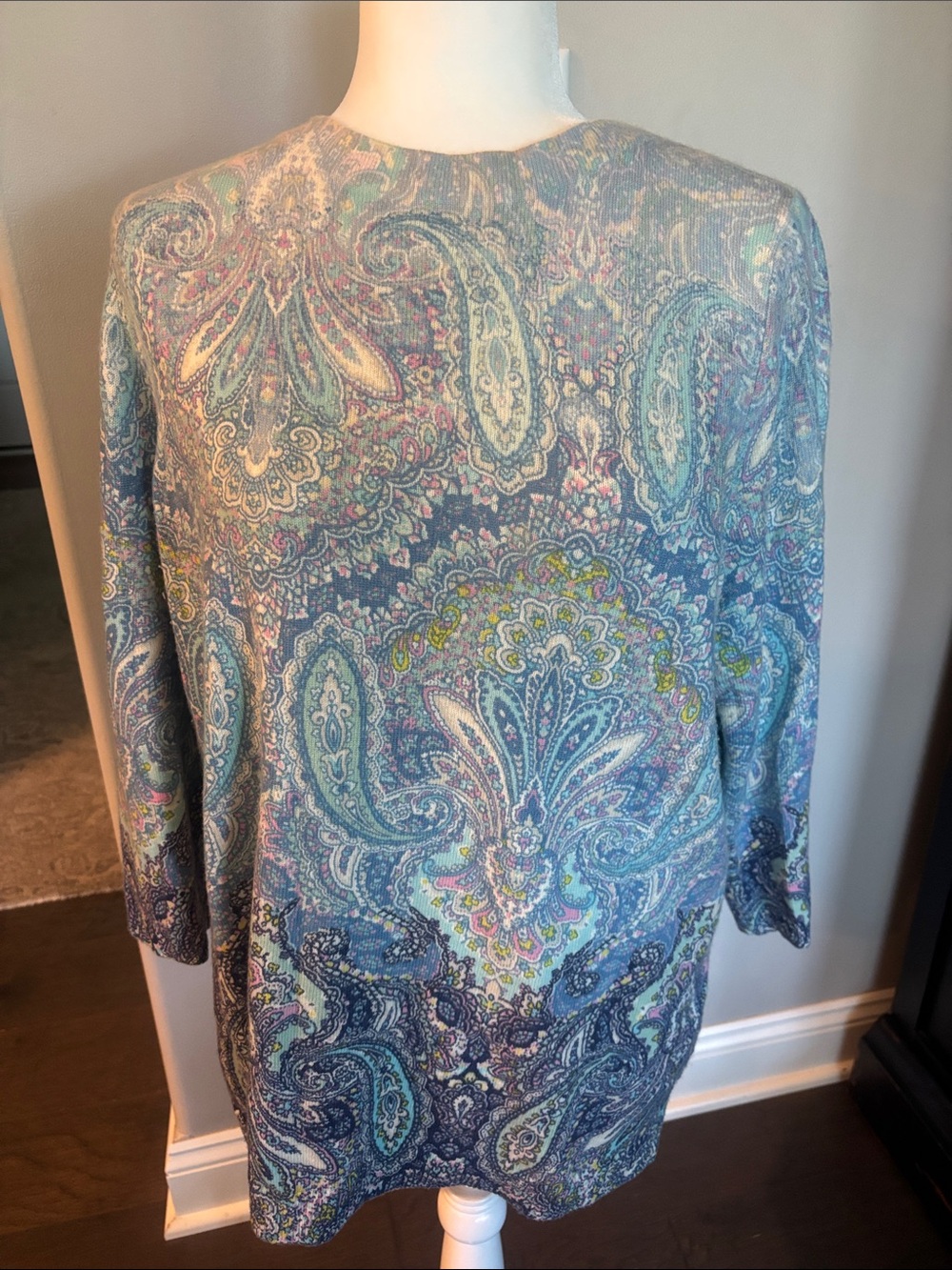 Talbots Blue Paisley Cashmere Sweater